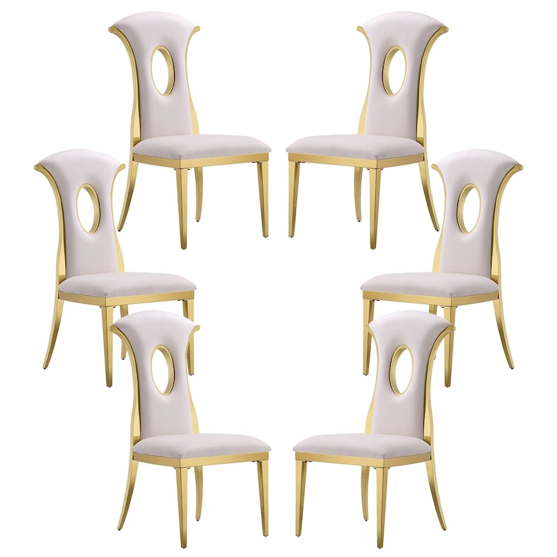 Luxury White Velvet Dining Chairs with Polished Gold Legs