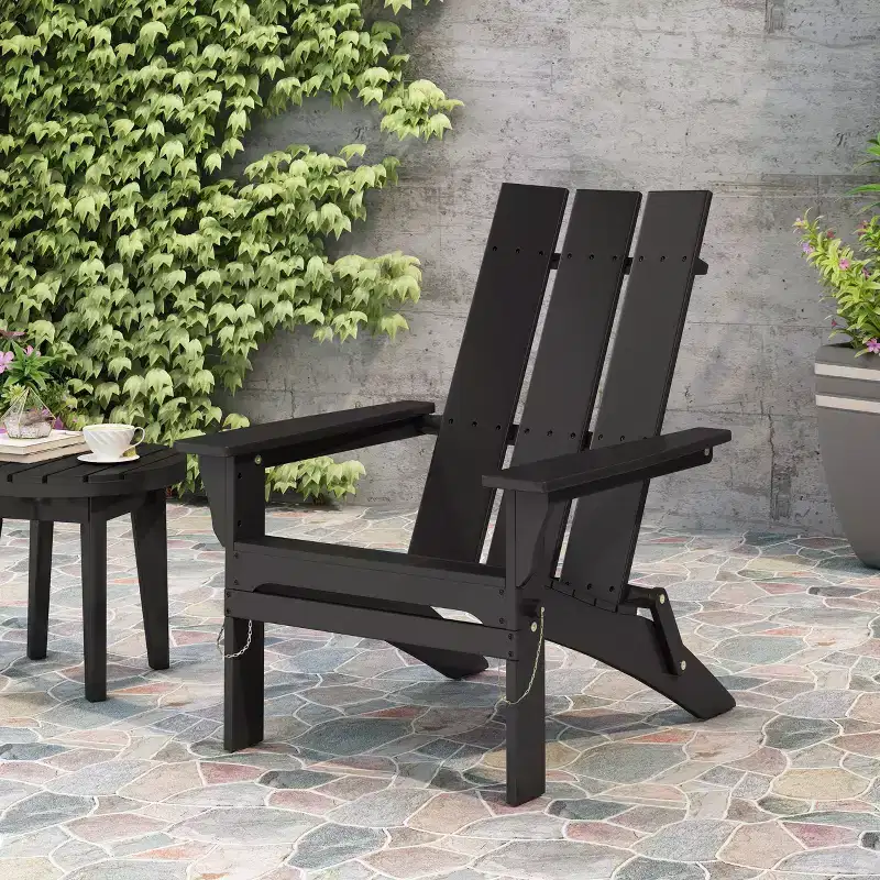 Okak Rustic Patio Folding Adirondack Chair Acacia Accent Chair for Porch,Garden&Backyard,Outdoor Lounge Chair,300lbs Max