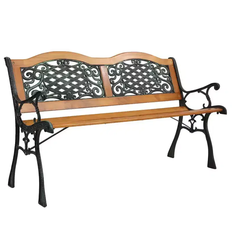 Karl Home | 49-In. Two-Person Metal and Wood Garden Bench