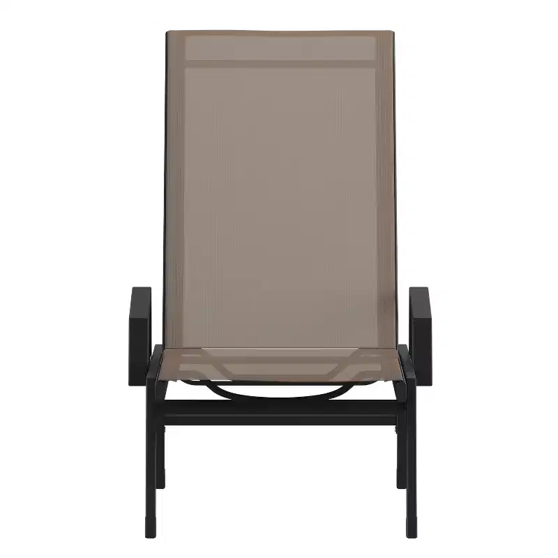 Emma and Oliver Textilene Adjustable 5 Position Patio Chaise Lounge with Armrests and Metal Frame