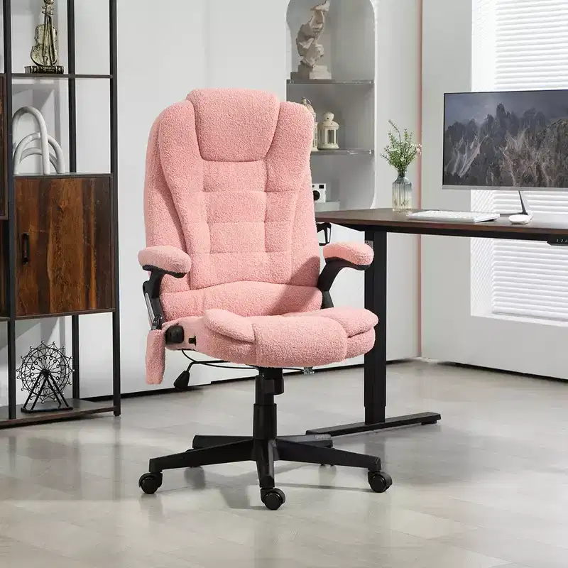 Vinsetto 6 Point Vibrating Massage Office Chair with Heat, Velvet High Back Executive Office Chair with Reclining Backrest, Armrests