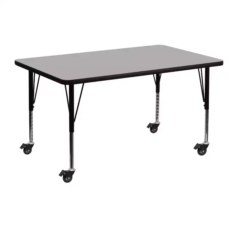 Flash Furniture Mobile 30''W x 48''L Rectangular Thermal Laminate Activity Table - Height Adjustable Short Legs