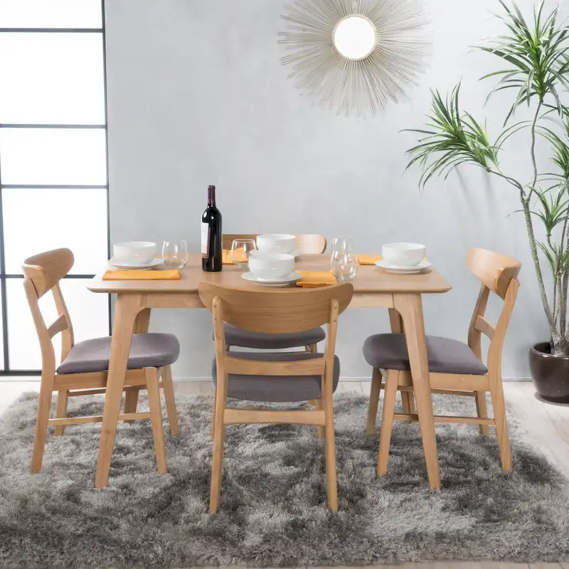 Idalia Fabric and Rubberwood 5-piece Wood Rectangular Dining Set by Christopher Knight Home