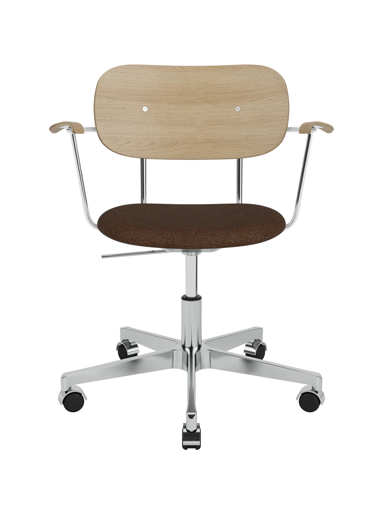 Task Chair, Upholstered Seat with Armrests ¨C Polished Aluminium Base