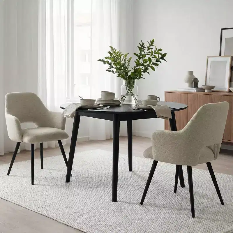 Set of 2 Upholstered Dining Chairs with Arms, Modern Accent Chairs with Metal Legs, Comfortable Padded Seat for Dining Room, Kitchen - Panipeachy