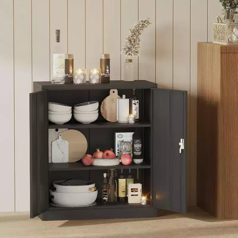 Metal Storage Cabinet with Lock, 35.4 High Garage Tool Cabinet with Adjustable Shelf & Handle, Tool Organizer