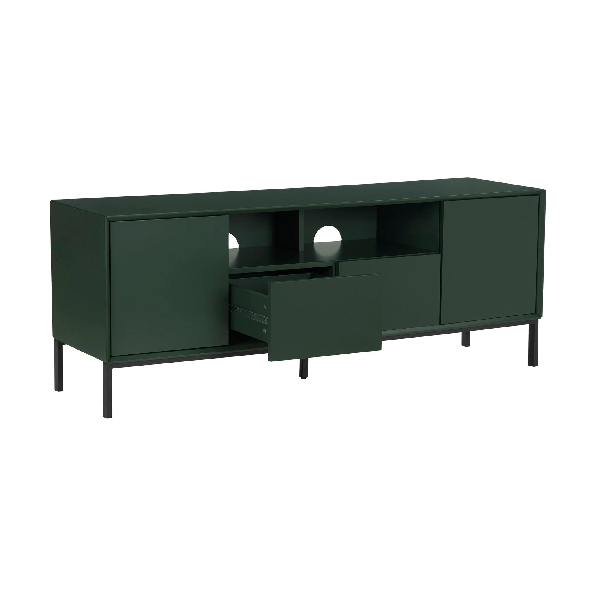 Contemporary Forest Green TV Unit with Push-Open Doors for TVs up to 60 Inch for Living Room