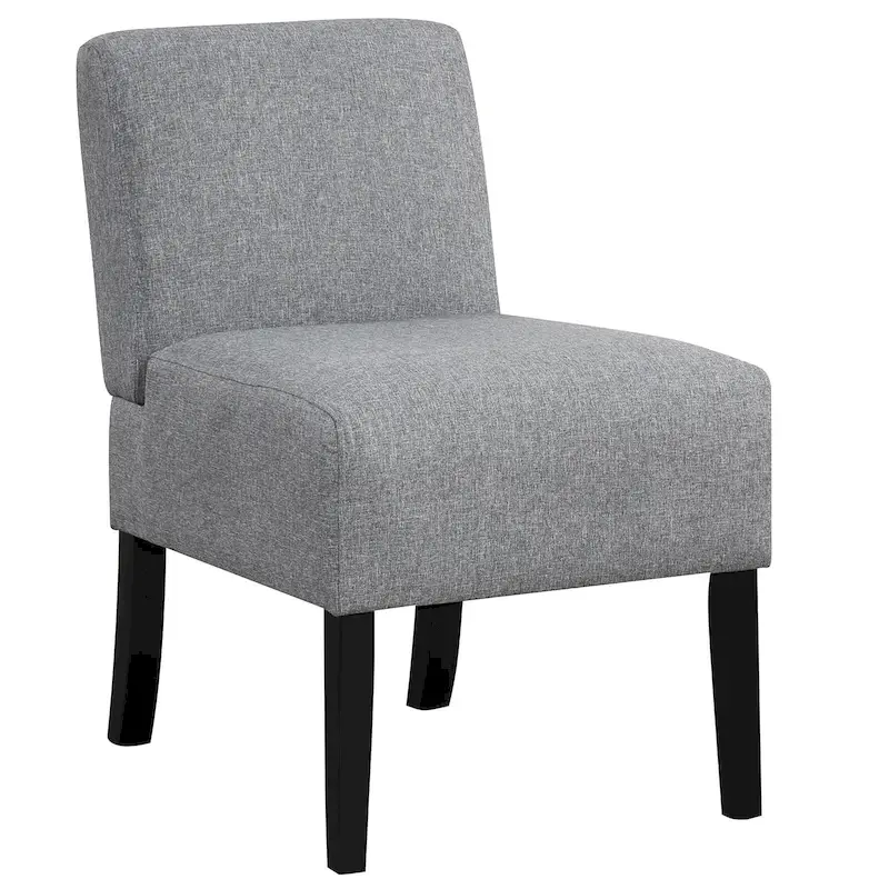 Gymax Armless Accent Chair w/ Rubber Wood Legs Modern Vanity Chair for