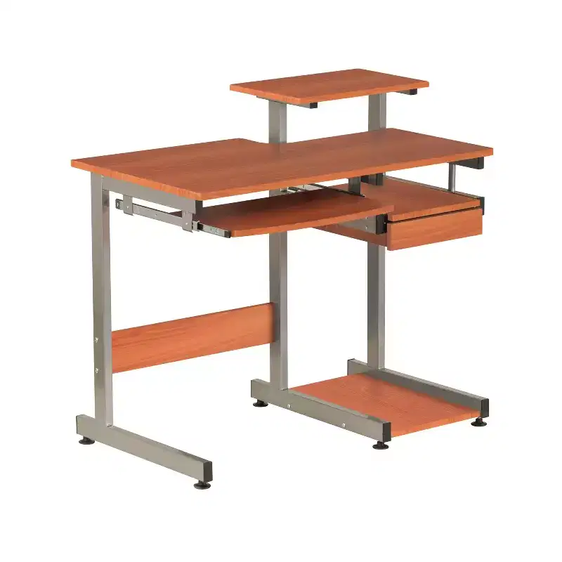 37.75IN Computer Desk with Keyboard Tray, Standing Desk with Storage Shelves, Office Desk for Living Room, Reading Room, Study