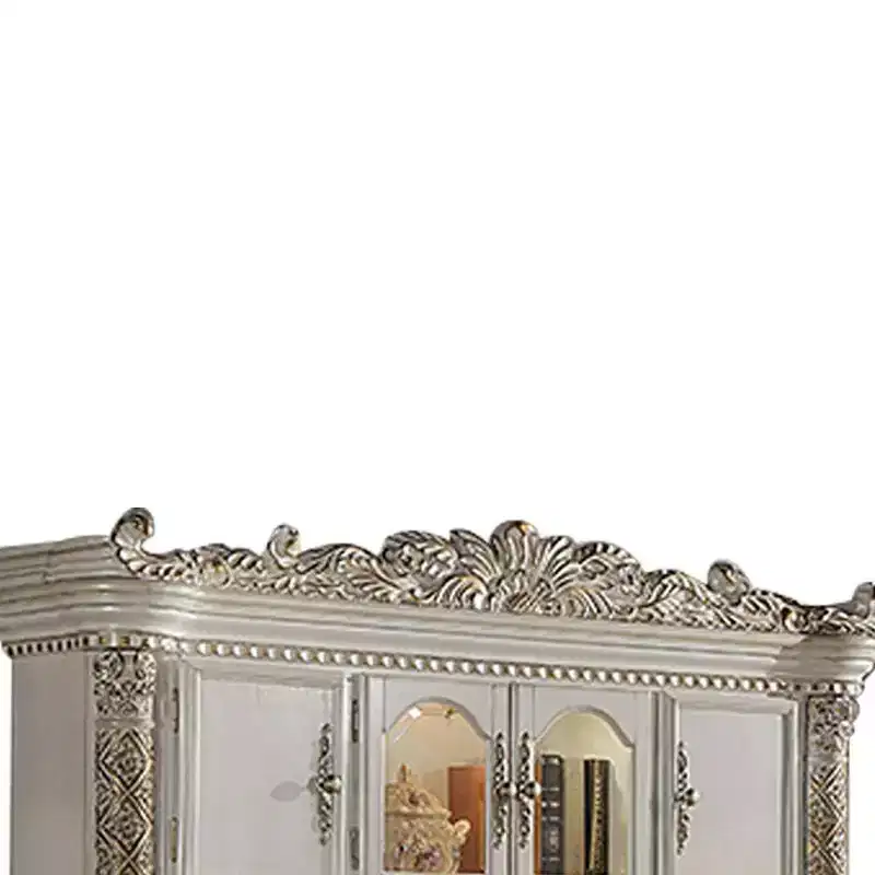 89" Vendome Desks Antique Pearl Finish - Acme Furniture: Wood Composite, Open Storage Shelf, No Tools Assembly