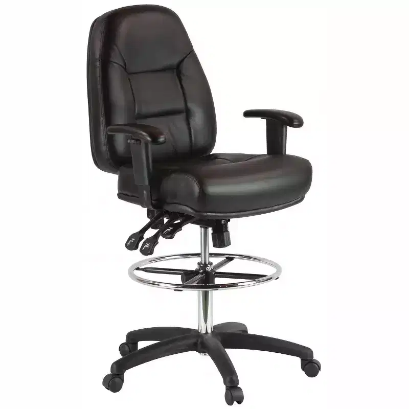 PREMIUM LEATHER DRAFTING CHAIR WITH ARMS
