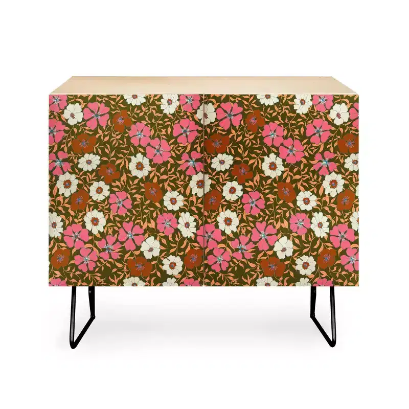 Schatzi Brown Jirra Floral Olive Credenza - Deny Designs