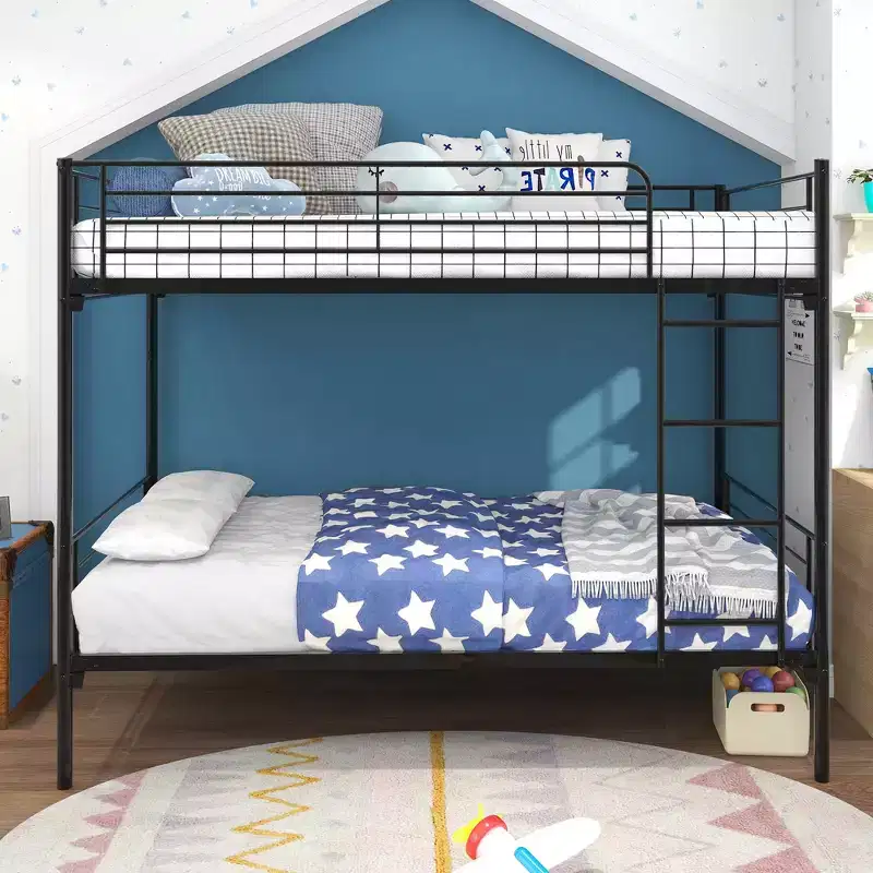 CLIHOME Space-Saving Twin-Over-Twin Bunk Bed with Metal Frame and Ladder