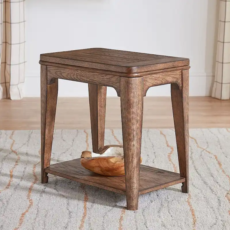 Chairside Table with Wood Top and Bottom Shelf