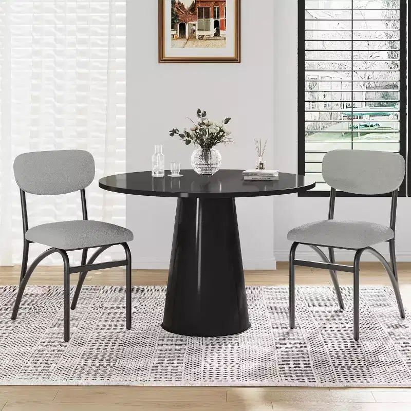 Acekool Boucle Dining Chairs Set of 2/4 with Mid-Century Arched Back and Metal Legs, Upholstered Accent Side Chairs for Kitchen & Living Room