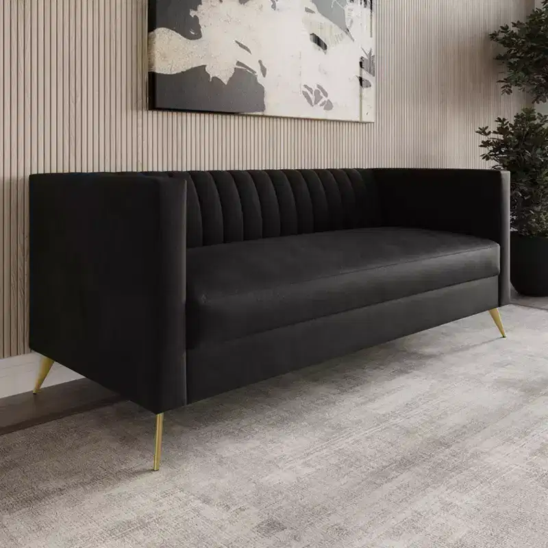 Home Design Weiss Velvet Square Arm Sofa