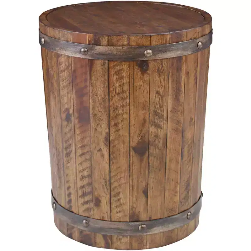 Uttermost Farmhouse Weathered Walnut Round Wine Barrel Accent Table 19 Wide Brown for Living Room Kitchen Entryway House Office