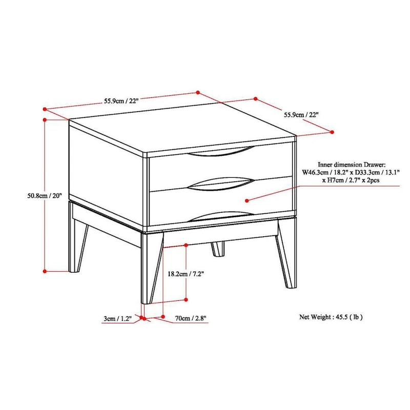 WYNDENHALL Pearson SOLID HARDWOOD 22 inch Wide Square End Side Table - 22 W x 22 D x 20 H