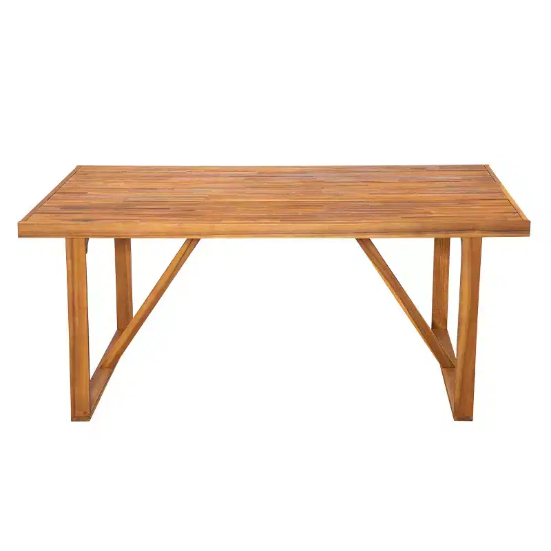 Outdoor Patio Dining Set for 6, Acacia Wood Rectangular Table with 6 Chairs, Modern Backyard Furniture for Garden, Deck & Poolside-Panipeachy