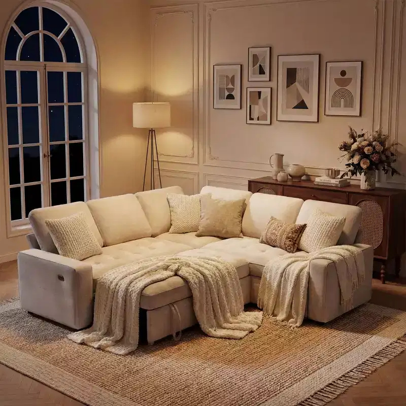 Dyonery Adjustable Backrest, USB Ports & Storage Seat, 5 Seat Convertible L Shaped Sectional Couches for Living Room