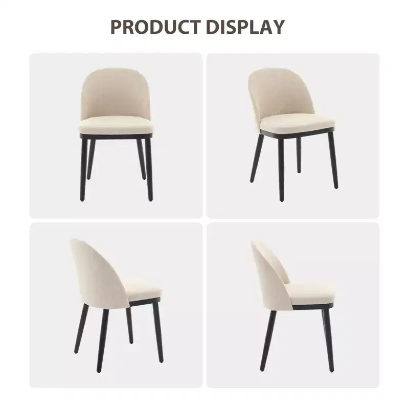 Set of 2 Upholstered Armless Dining Chairs with Curved Backrest