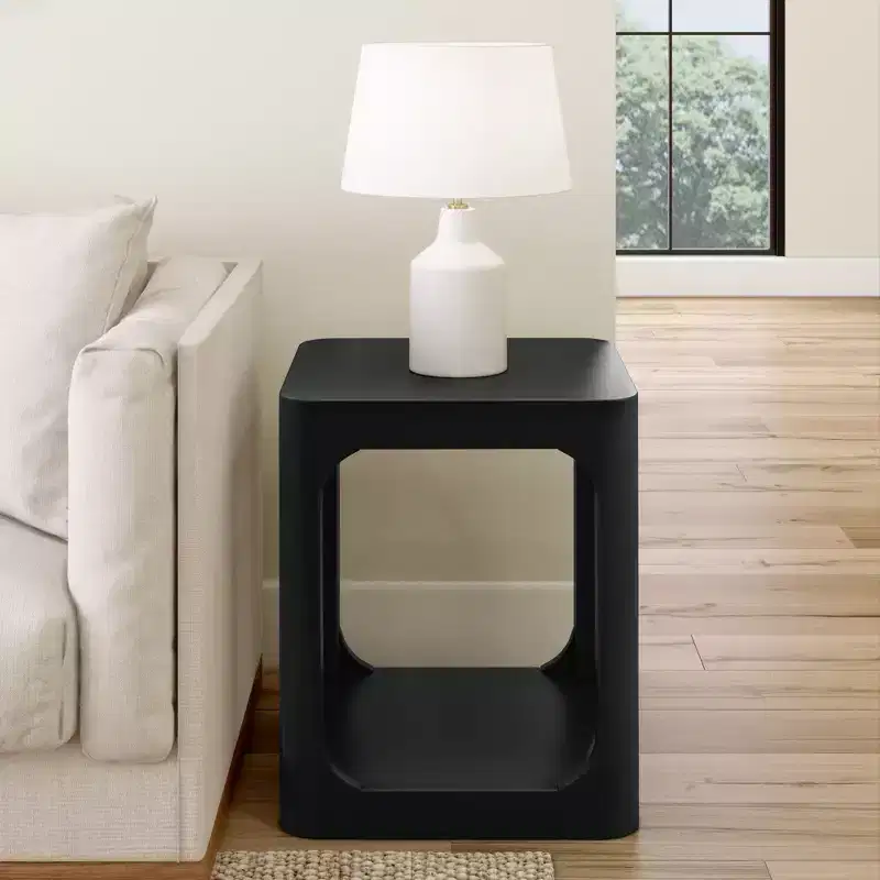 Plank+Beam 20 Solid Wood Square Side Table with Shelf, End Table for Living Room with Storage