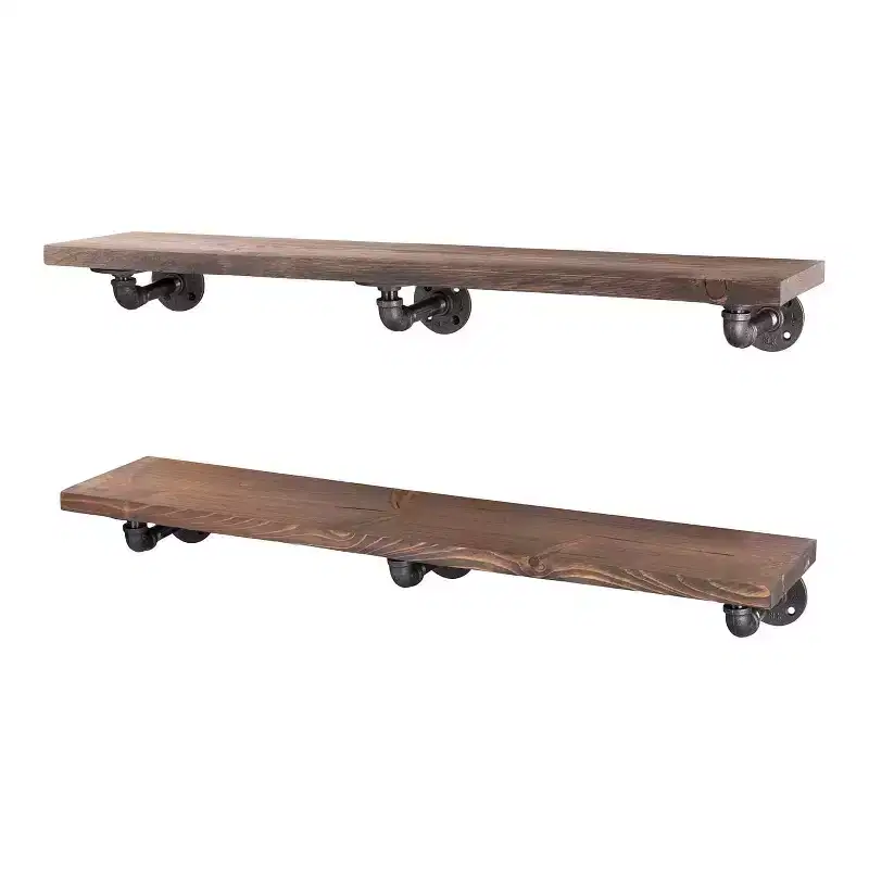 RESTORE Sunset Brown 36 in. Shelves with L-Shaped Brackets by Pipe Decor
