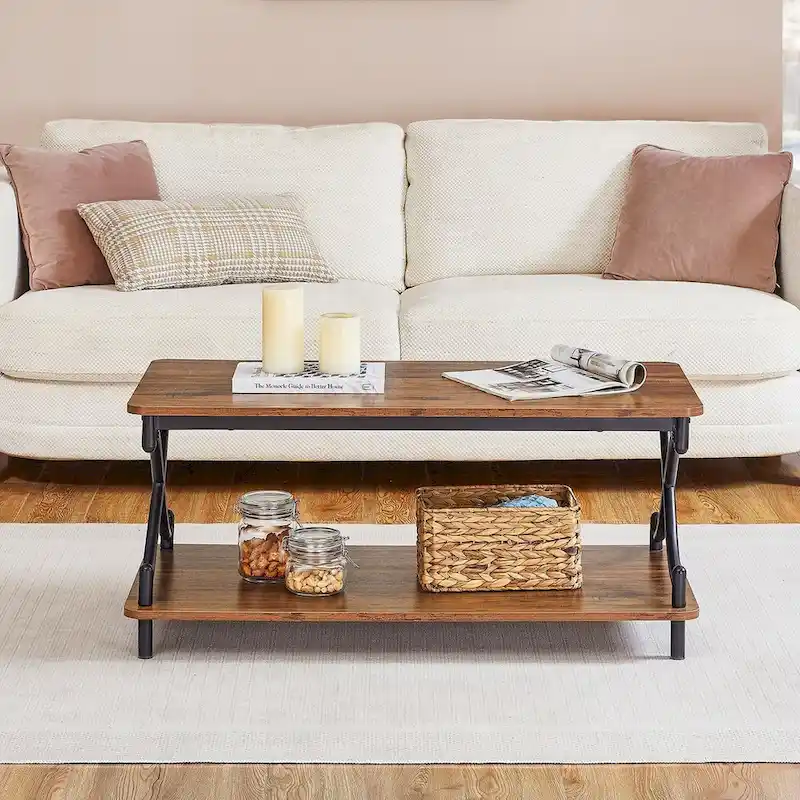 Modern 3-piece Coffee Table, Sofa Table & 1-drawer Nightstand Set of 2(Brown/Black/White)
