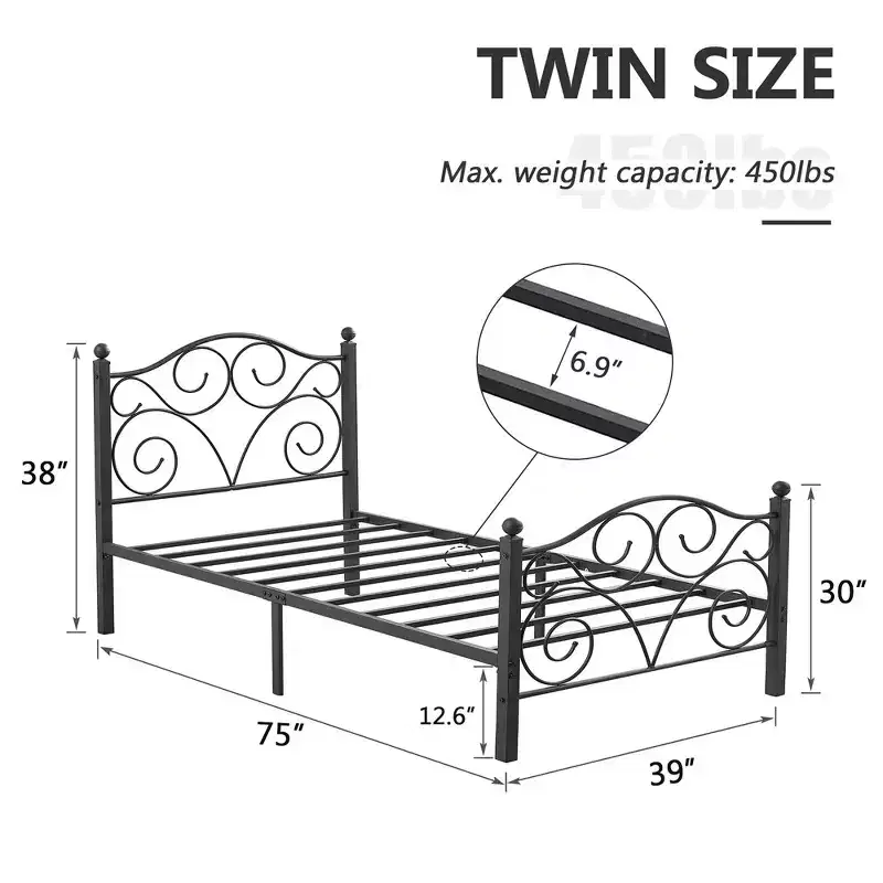 Bed Frame with Headboard and Footboard