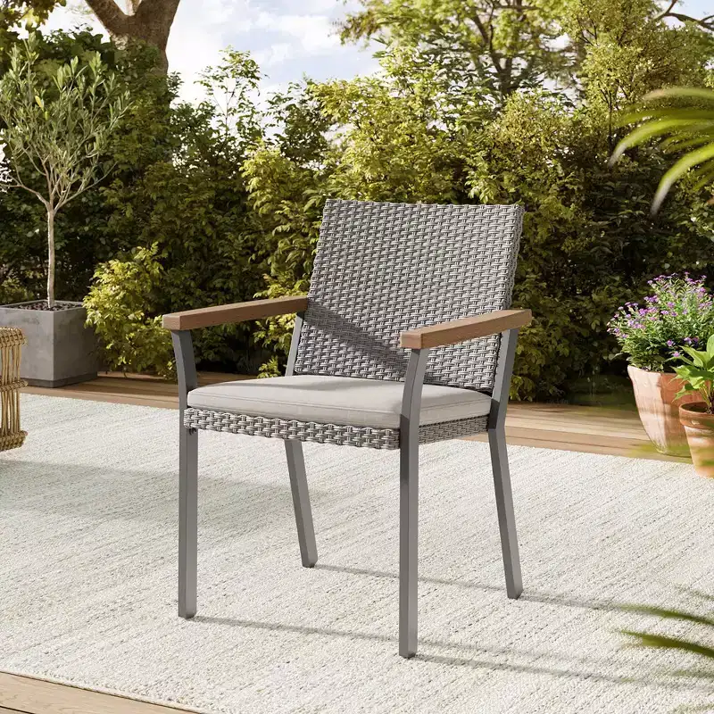 SONGMICS HOME Sencillo Collection - 5 Piece Patio Furniture Set, 4 Dining Chairs, 1 Dining Table, Modern and Transitional Style, Gray and Beige
