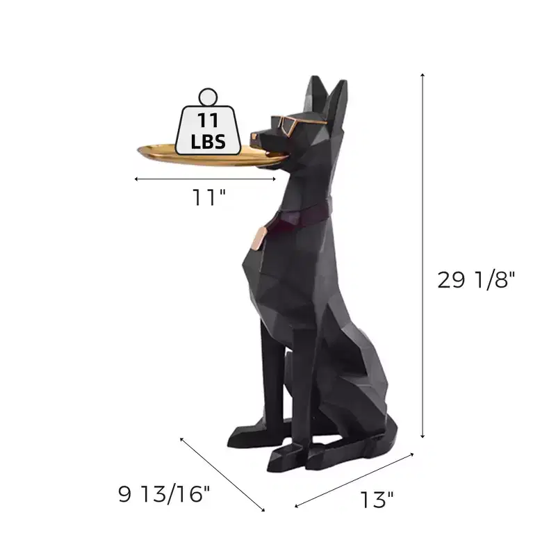 EUREKA ERGONOMIC 29''H, Big Doberman Dog Side table,13L x 9.84W x 29.13H,Black