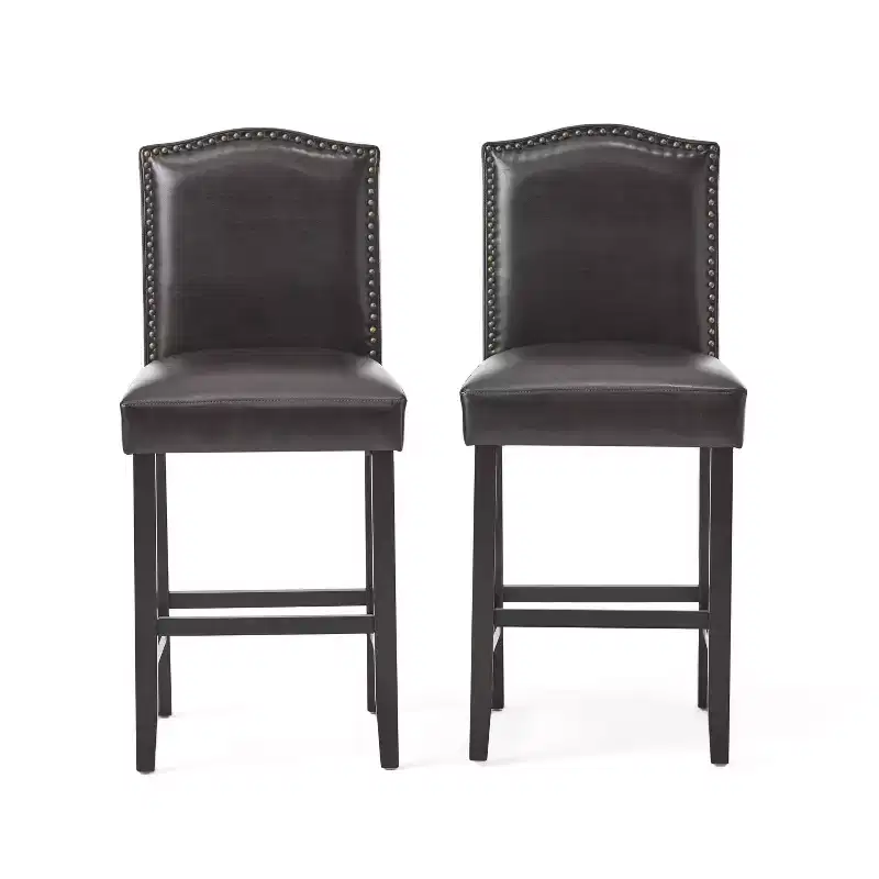Christopher Knight Home Bella Upholstered 26.8 Counter Stool with Nailhead Trim (Set of 2)