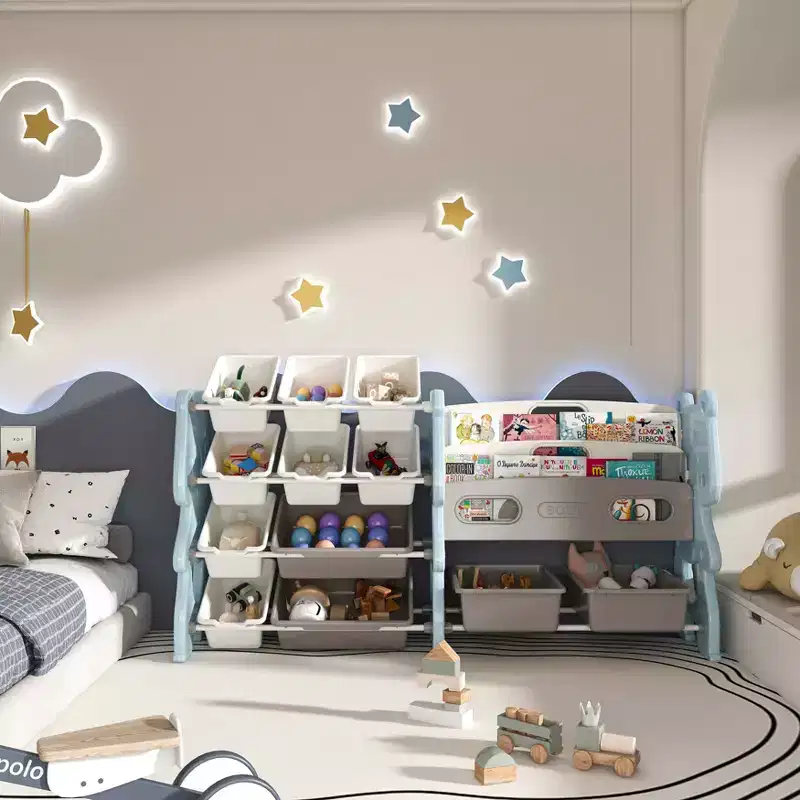 Kids Toy Storage Organizer, 2 Tier Bookshelf 12 Toy Bins, Playroom Bedroom Kids Room Classroom