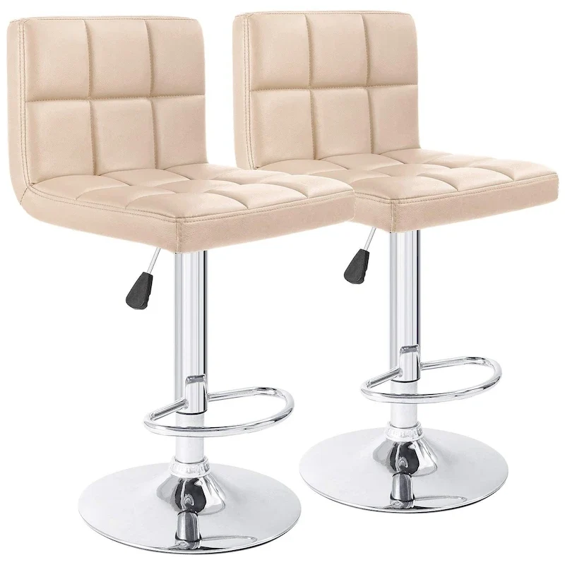 Adjustable Swivel Bar Stools Set of 2, PU Leather Armless Counter Height Chairs