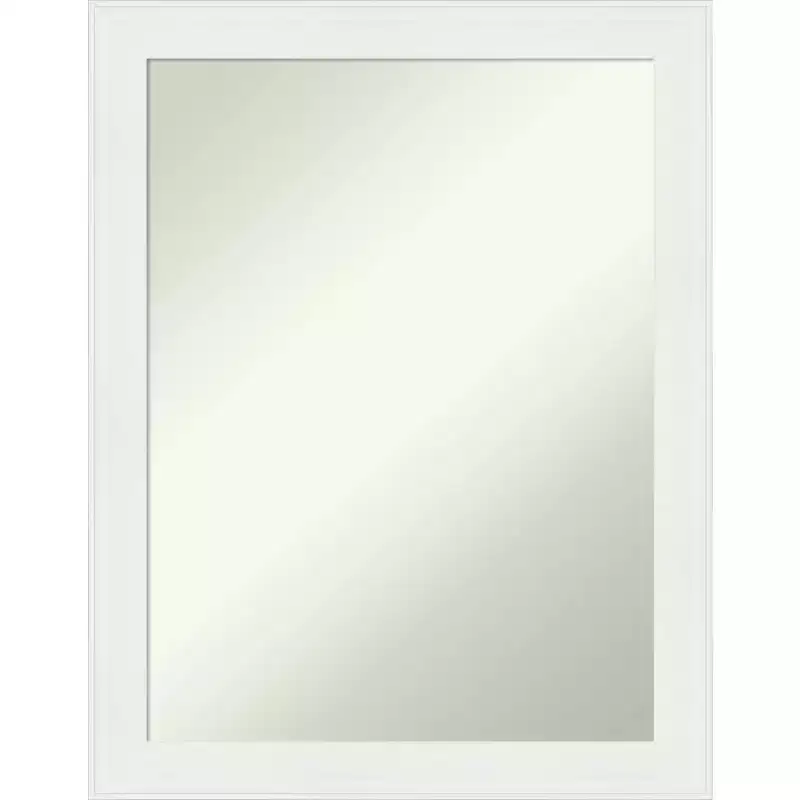Amanti Art 22x28 Non-Beveled Vanity White Narrow Bathroom Wall Mirror : Polystyrene Frame, Includes Mount Hardware