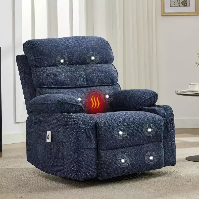 360 Swivel Massage Rocker Recliner with Heat and Glider Function