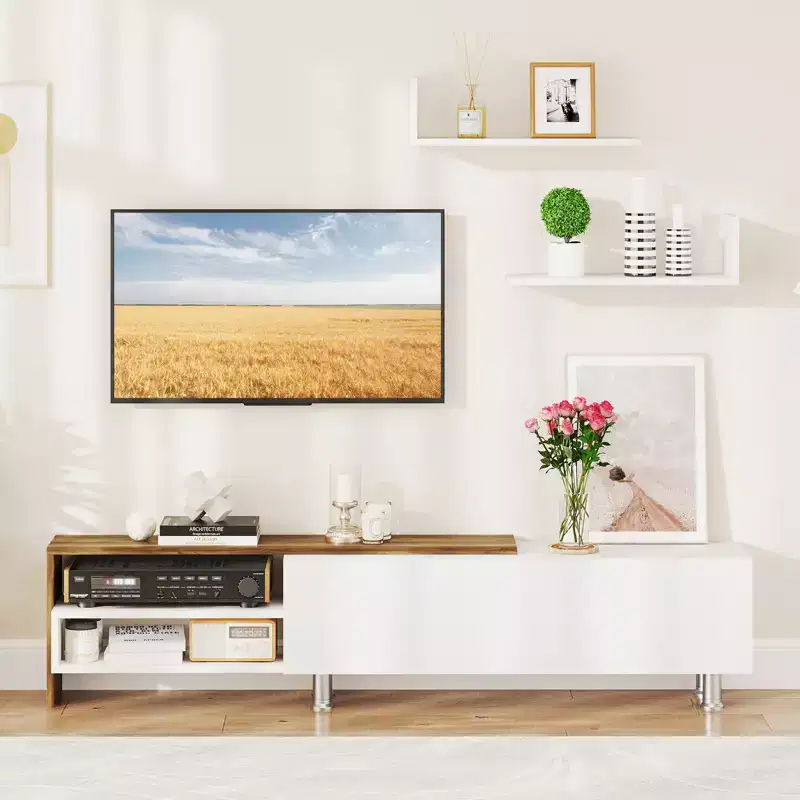 Wood TV Stand Entertainment Center 71.5