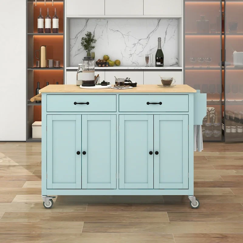 Kitchen Island Finish with Wood Top Kitchen Cart