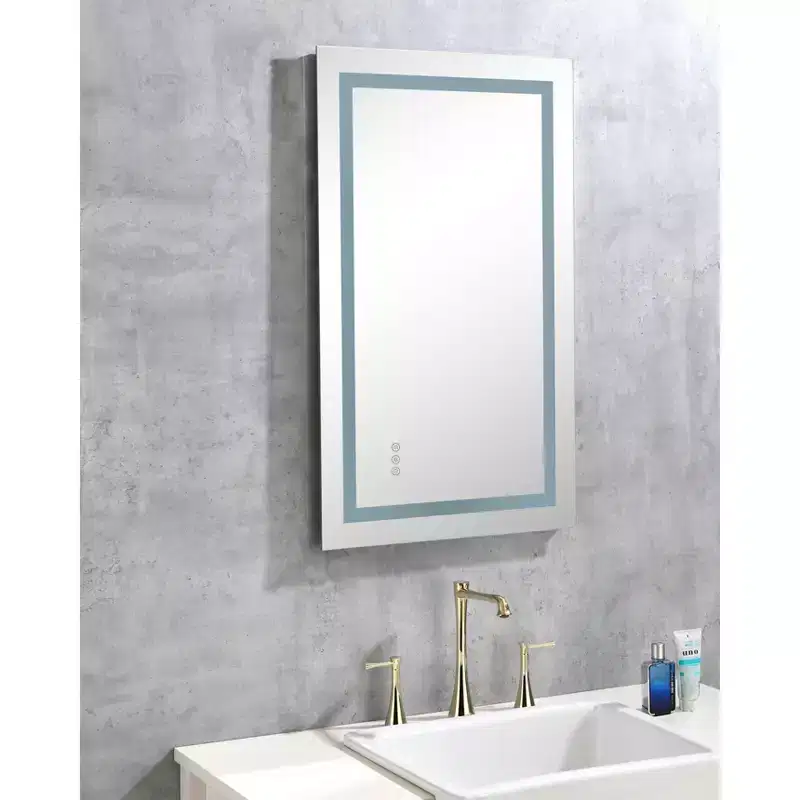 Anti-Fog Bathroom Mirror with Memory and 3 Colors, Vanity Mirror with Stepless Dimmable, Wall Mirror for Bathroom, Living Room