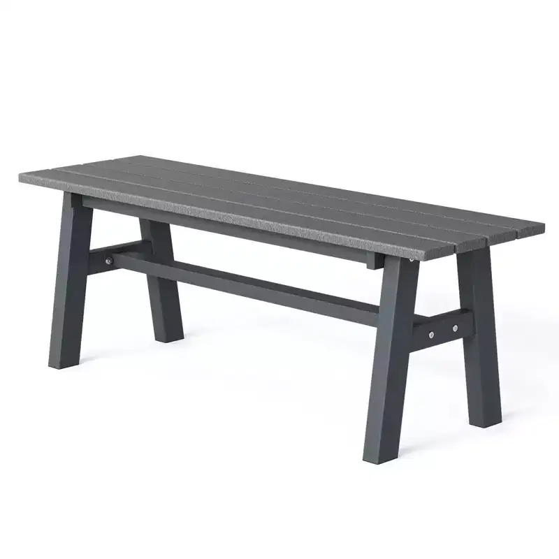 Karl Home | 47 In. HDPE Patio Bench with Metal Legs