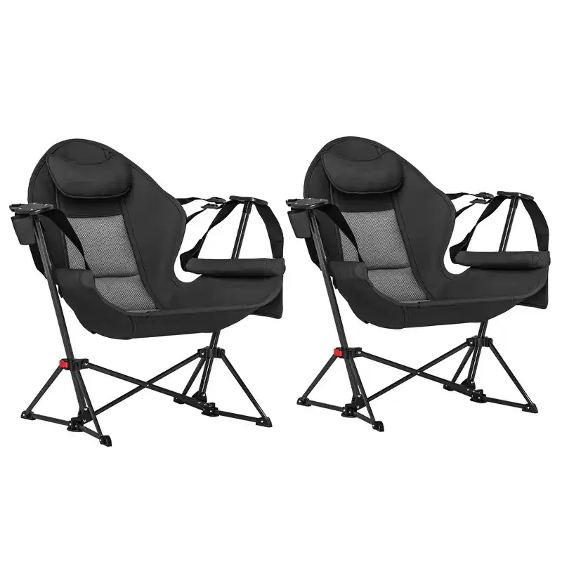 Hammock Camping Chair of , Adjustable Back Swinging Hammock Chair with Cup Holder and Padded Seat