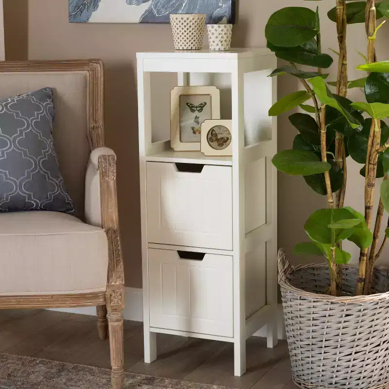 Two-Door Wood Storage Cabinet with 2 Shelves, 36 in. H x 24 in. W