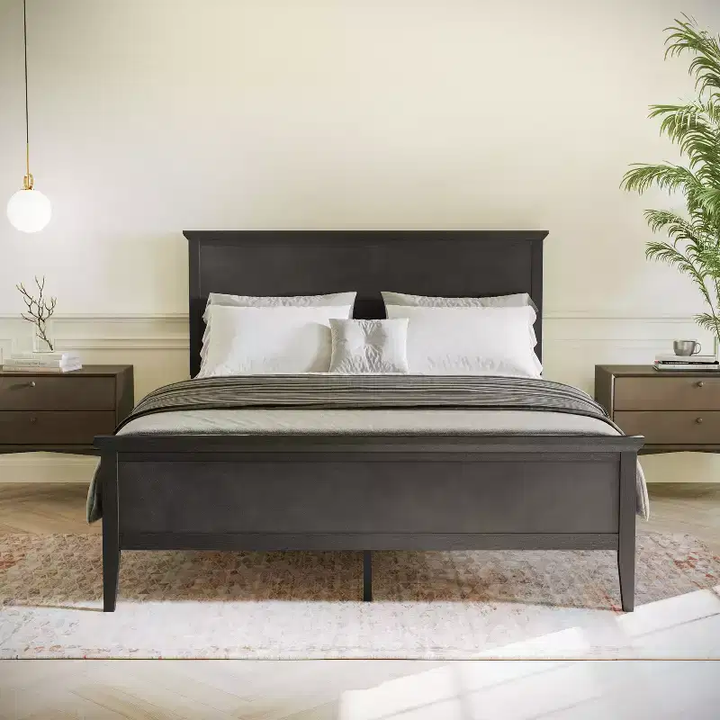 Solid Wood Platform Bed Frame with Headboard, Footboard, and Slatted Bottom