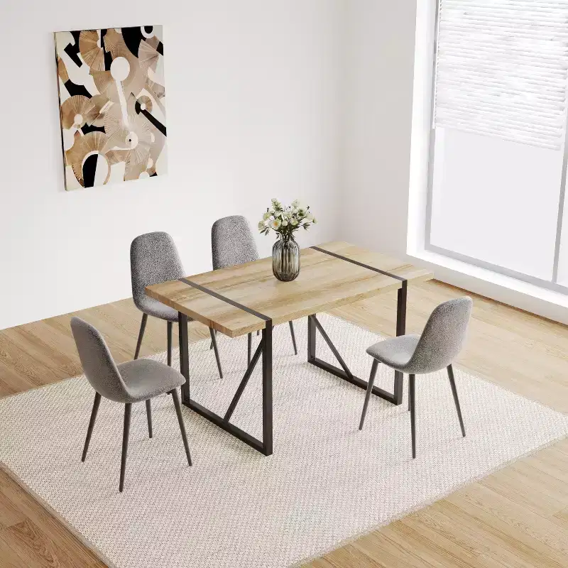 55IN Rustic Rectangular Dining Table with Loop Legs, Kitchen Table for 4-6 Persons, Dining Room, Living Room, Kitchen