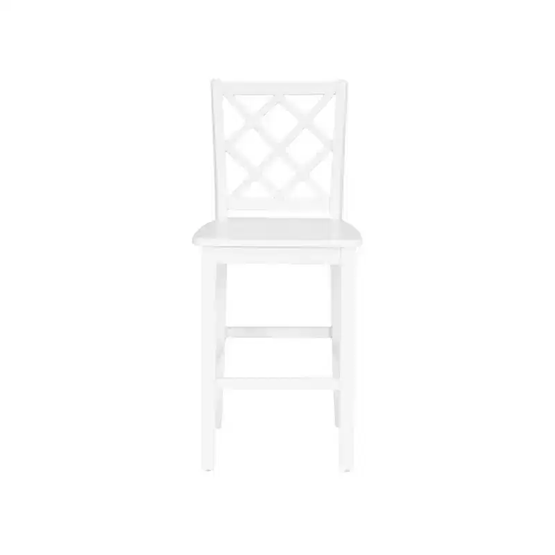 25.25" helby X-Back Farmhouse Counter Height Barstool White Finished Wood - Powell: olid Acacia & Rubberwood