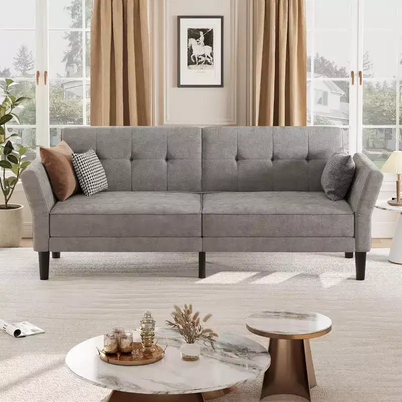 Sofa Bed, Couch Bed with Deep Seat with Adjustable Backrest Armrest for Home Living Room