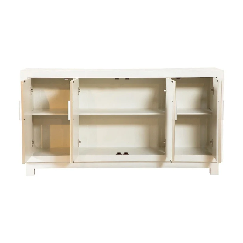 60-Inch 4-Door Sideboard Cabinet Console with Shelves, Gold White Silver