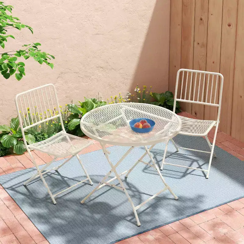 Steel Round Metal Mesh Outdoor Patio Bistro Table Cream - Room Essentials™