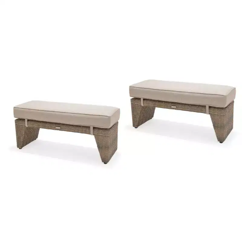 Amazonia 2-Piece All-Weather Resistant Wicker Patio Picnic Bench Set w/Cushion