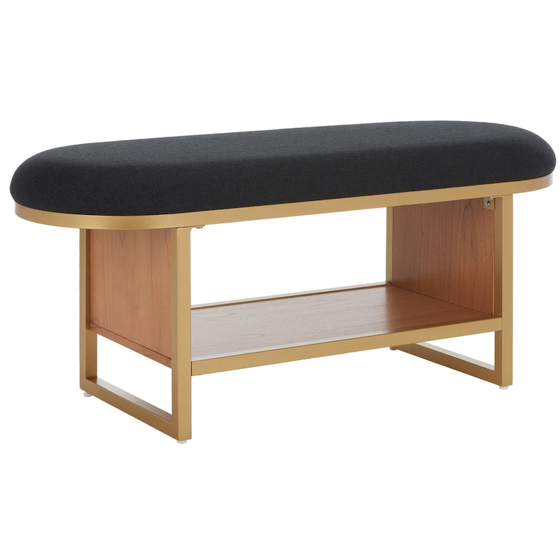 SAFAVIEH Home Collection Iona Open Shelf Bench W/Cushion - 42 W x 15 D x 18 H
